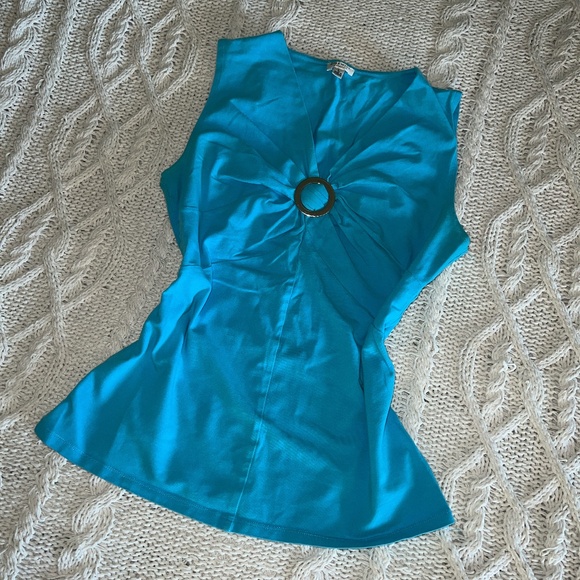 Vintage Y2K Aquamarine Blue Blouse - Picture 2 of 8